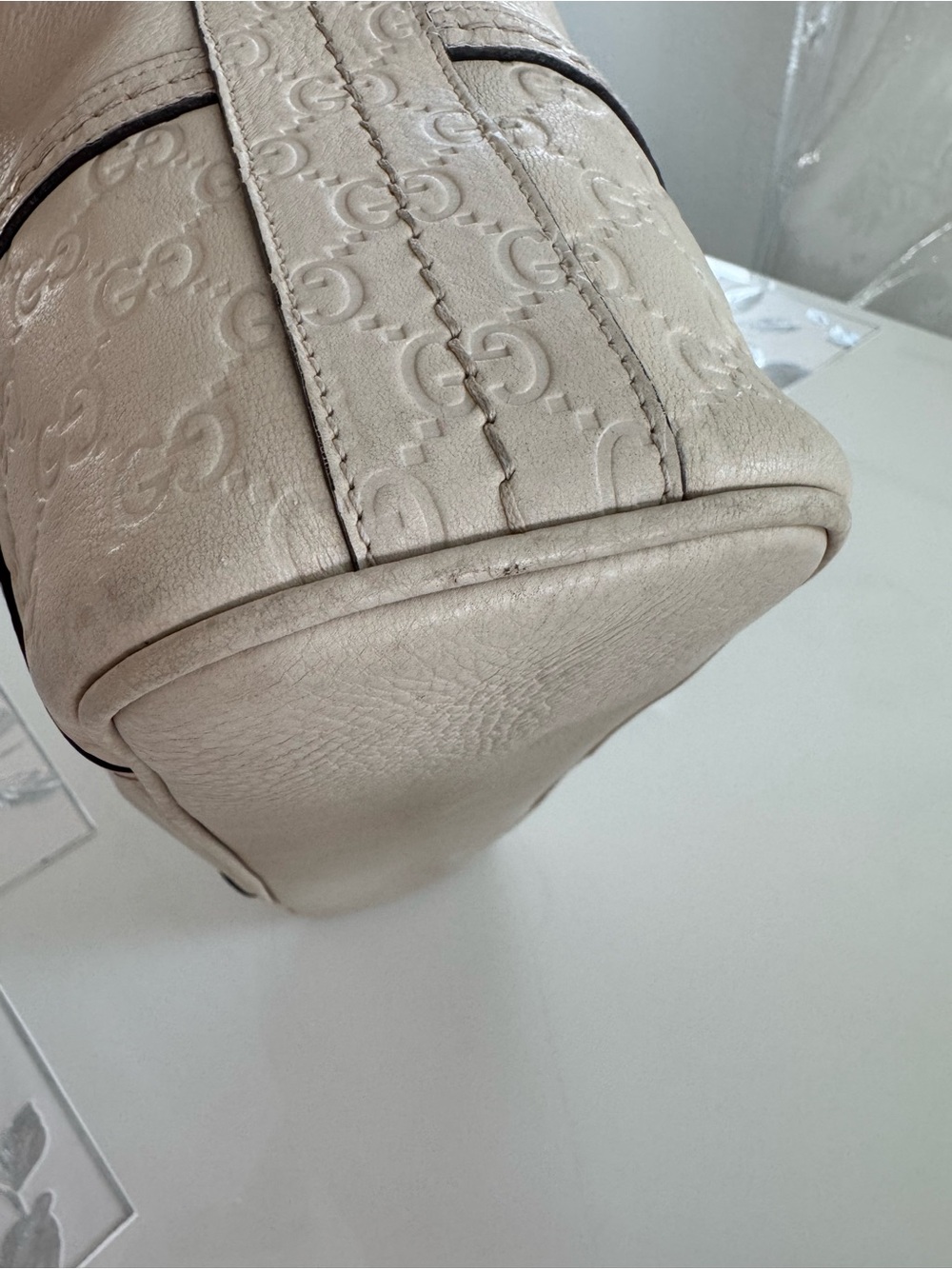 Gucci Beige Leather Shoulder Bag Hobo Gold Hardware - Picture 6 of 10